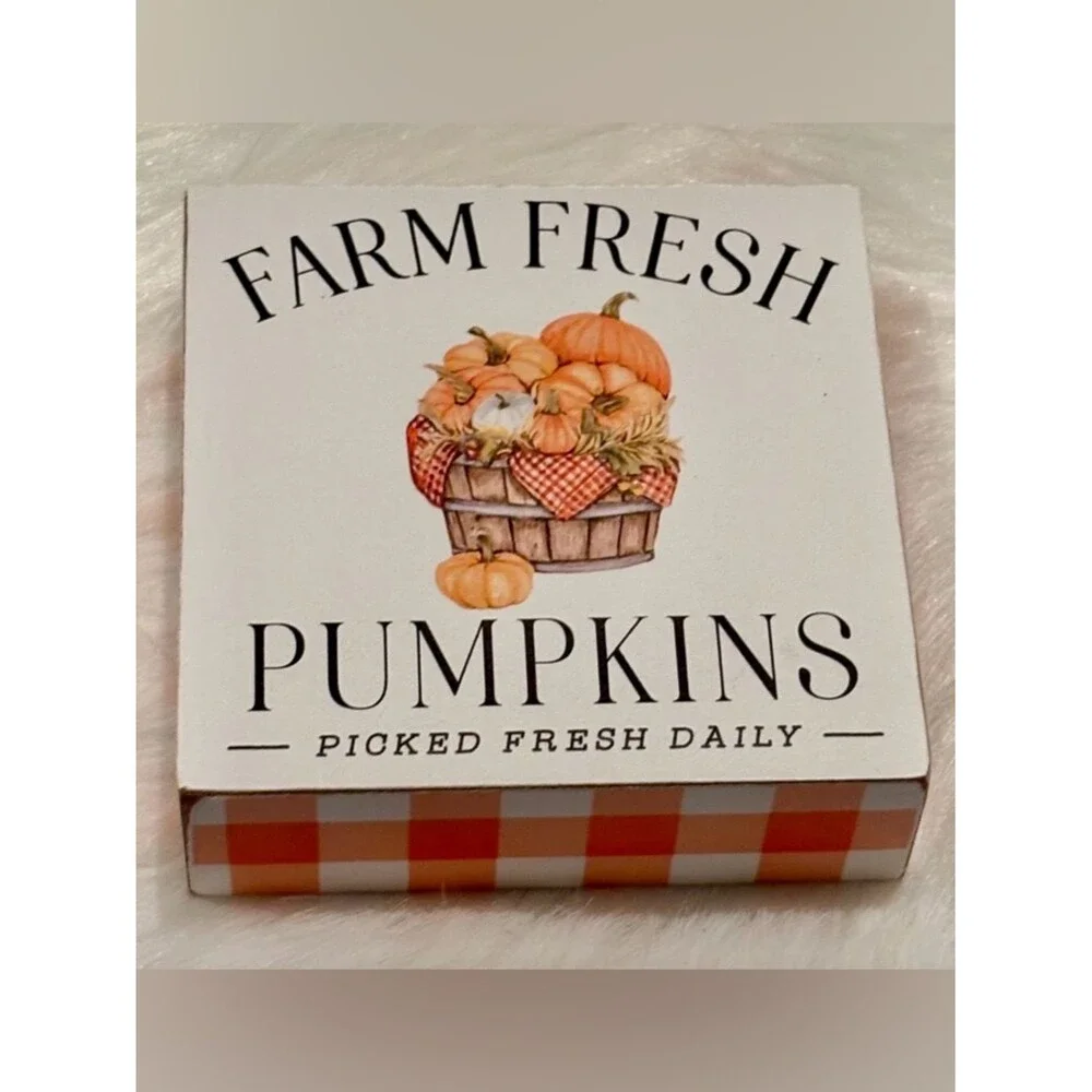 Fall Pumpkin Decor Set – Farmhouse Style Tiered Tray Signs
